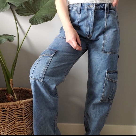NWT 90s Wide Leg Utility Cargo Jeans - Picture 7 of 12